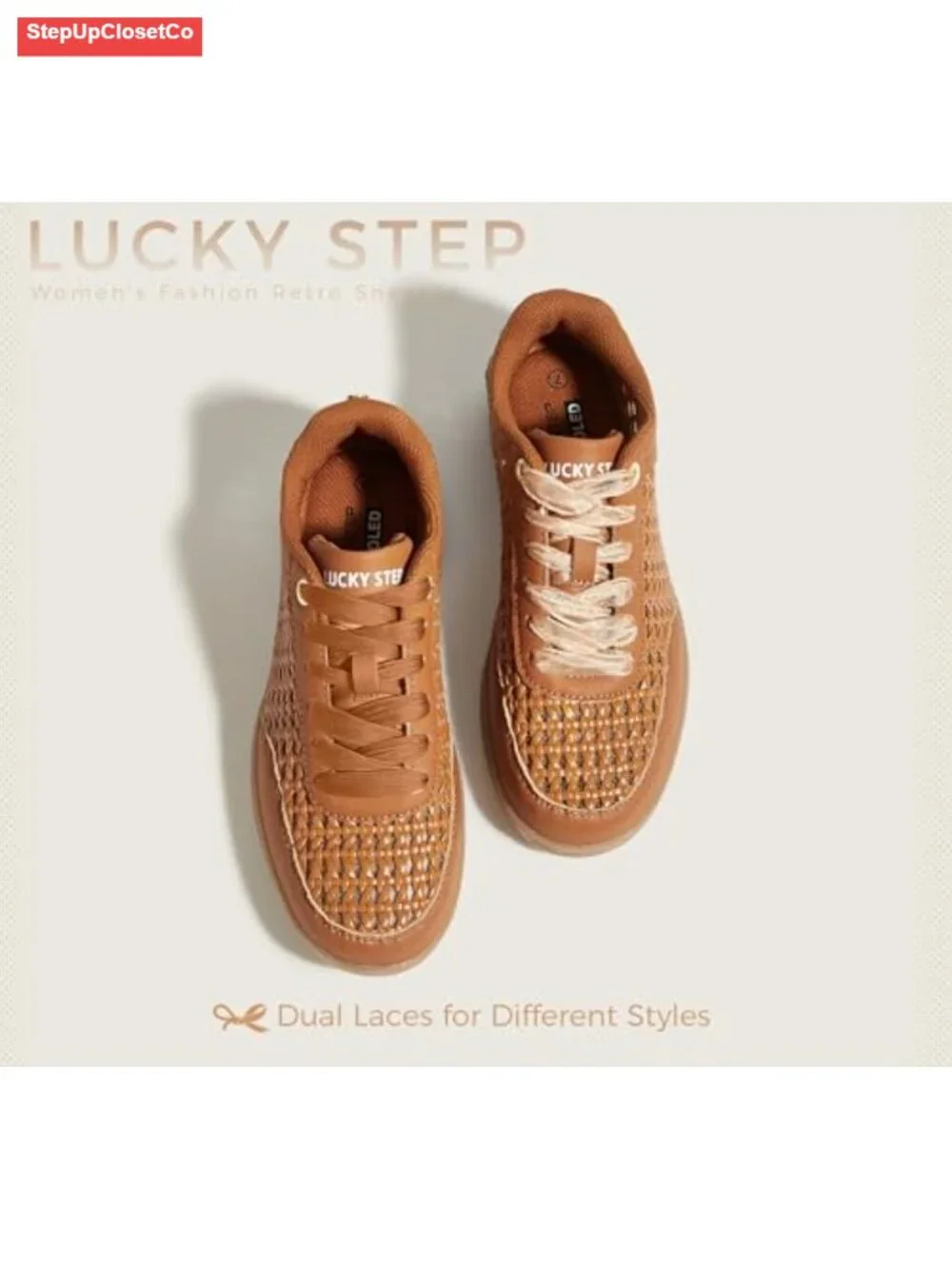 Women's Fashion Tennis Sneakers Retro Casual Walking Shoes with Dual Laces